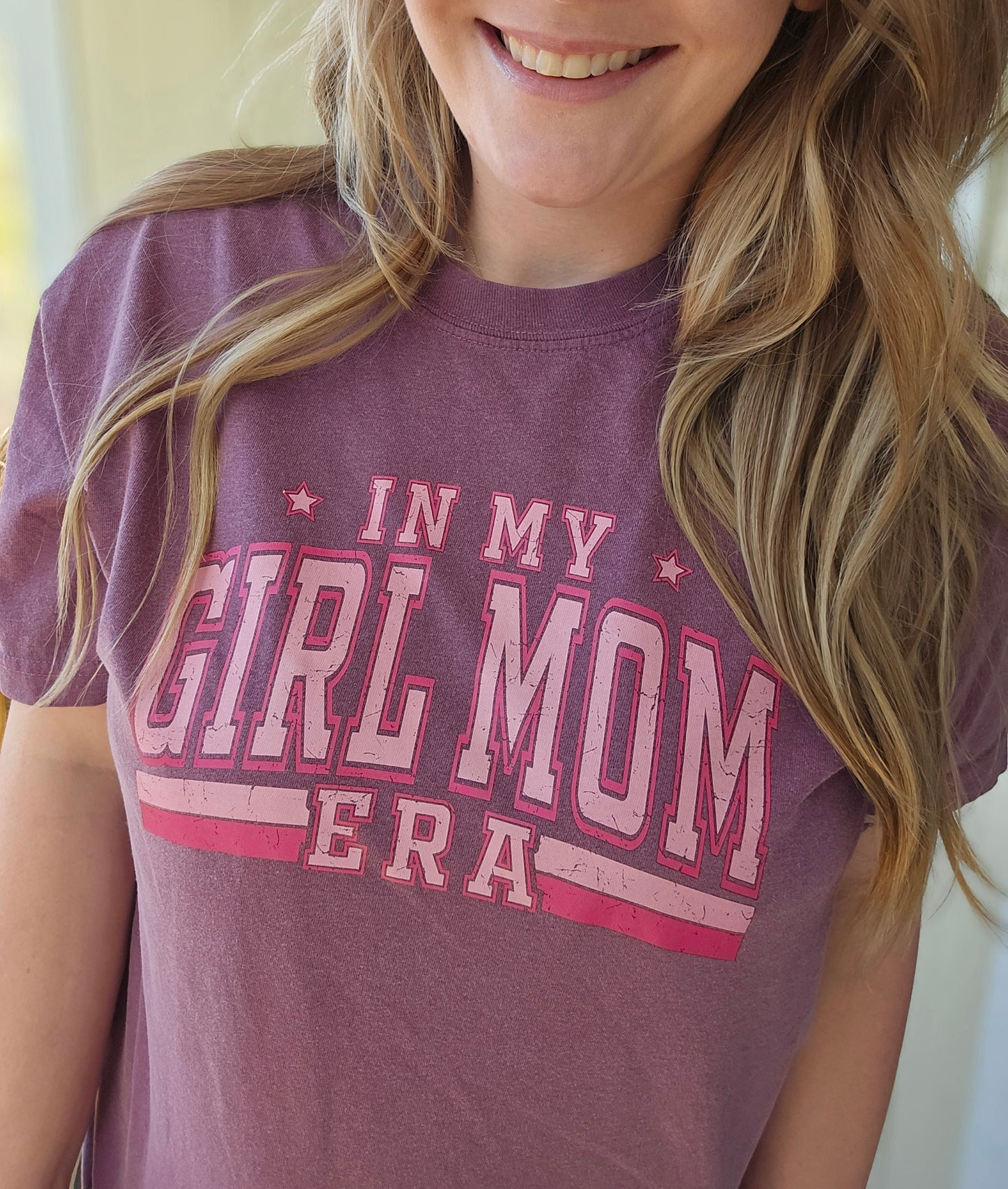 IN MY GIRL MOM ERA Berry Vintage Wash Short Sleeve Tee