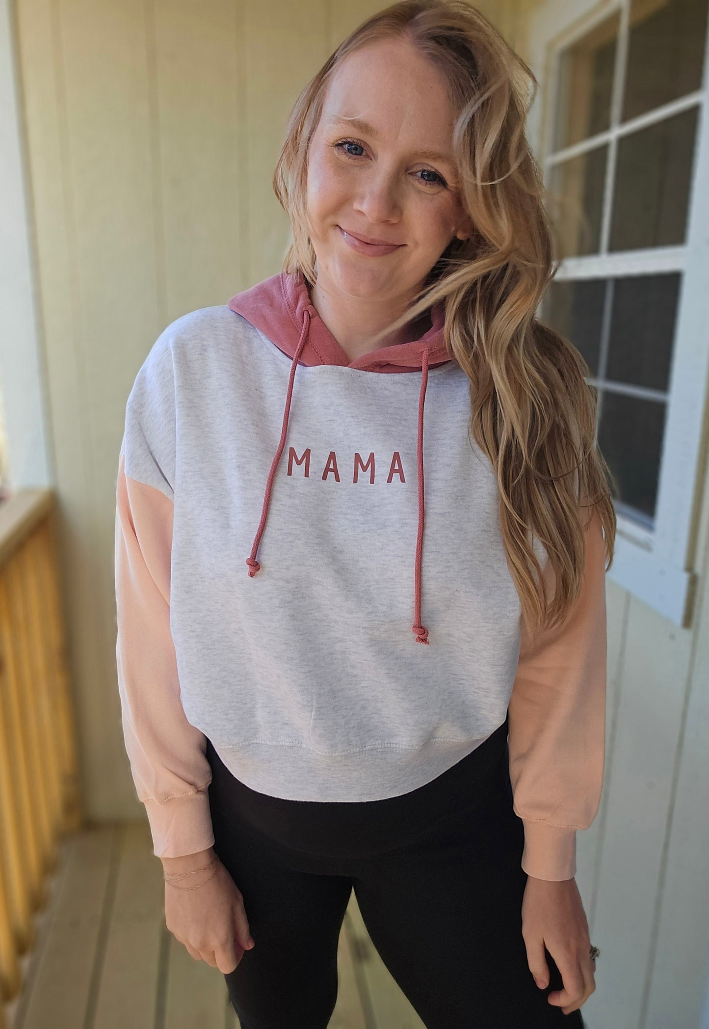 MAMA Mauve ColorBlock *Cropped* Hoodie