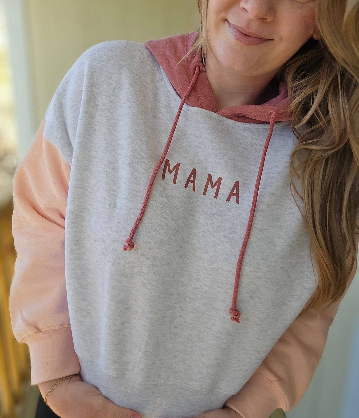 MAMA Mauve ColorBlock *Cropped* Hoodie