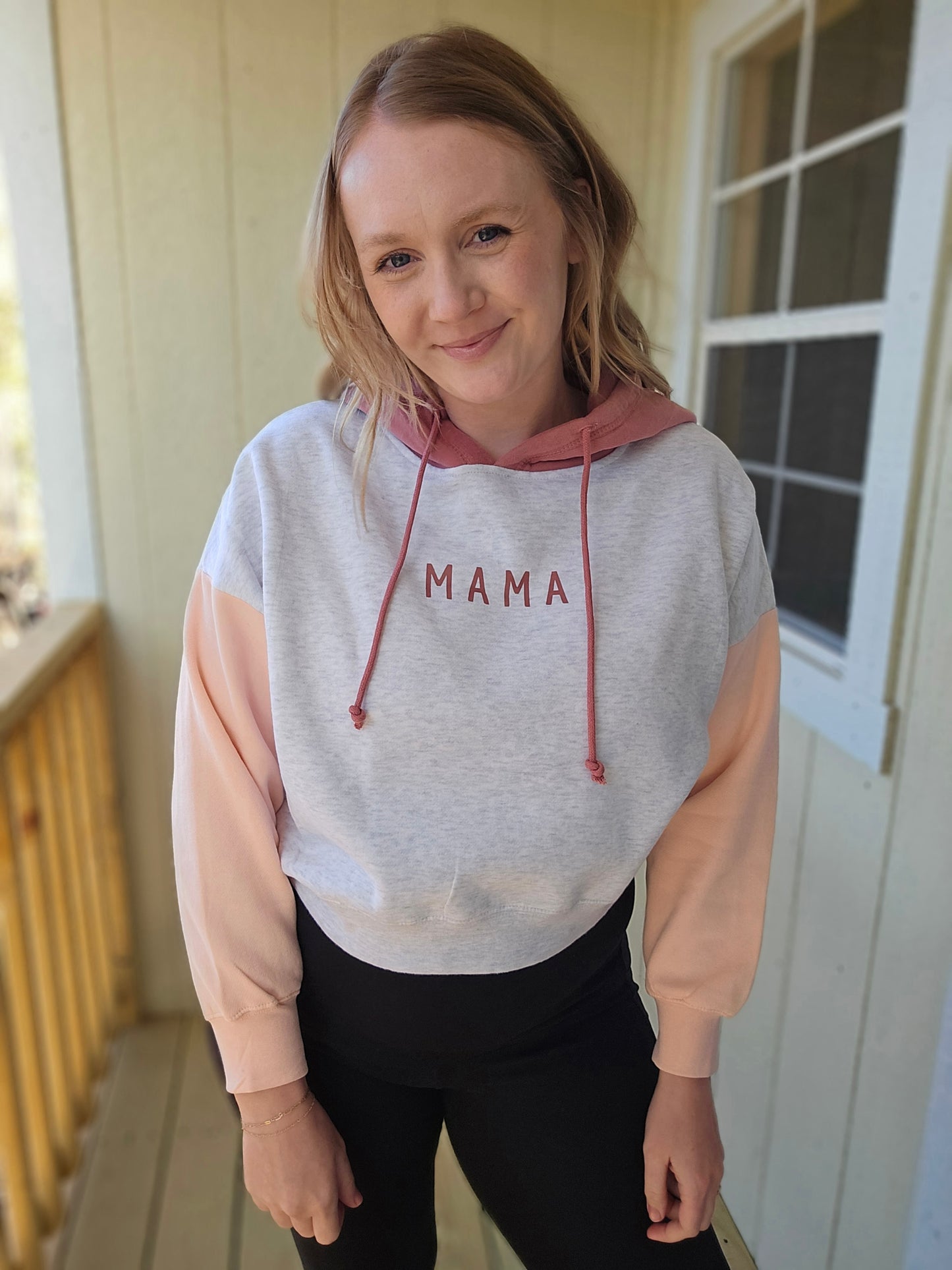 MAMA Mauve ColorBlock *Cropped* Hoodie