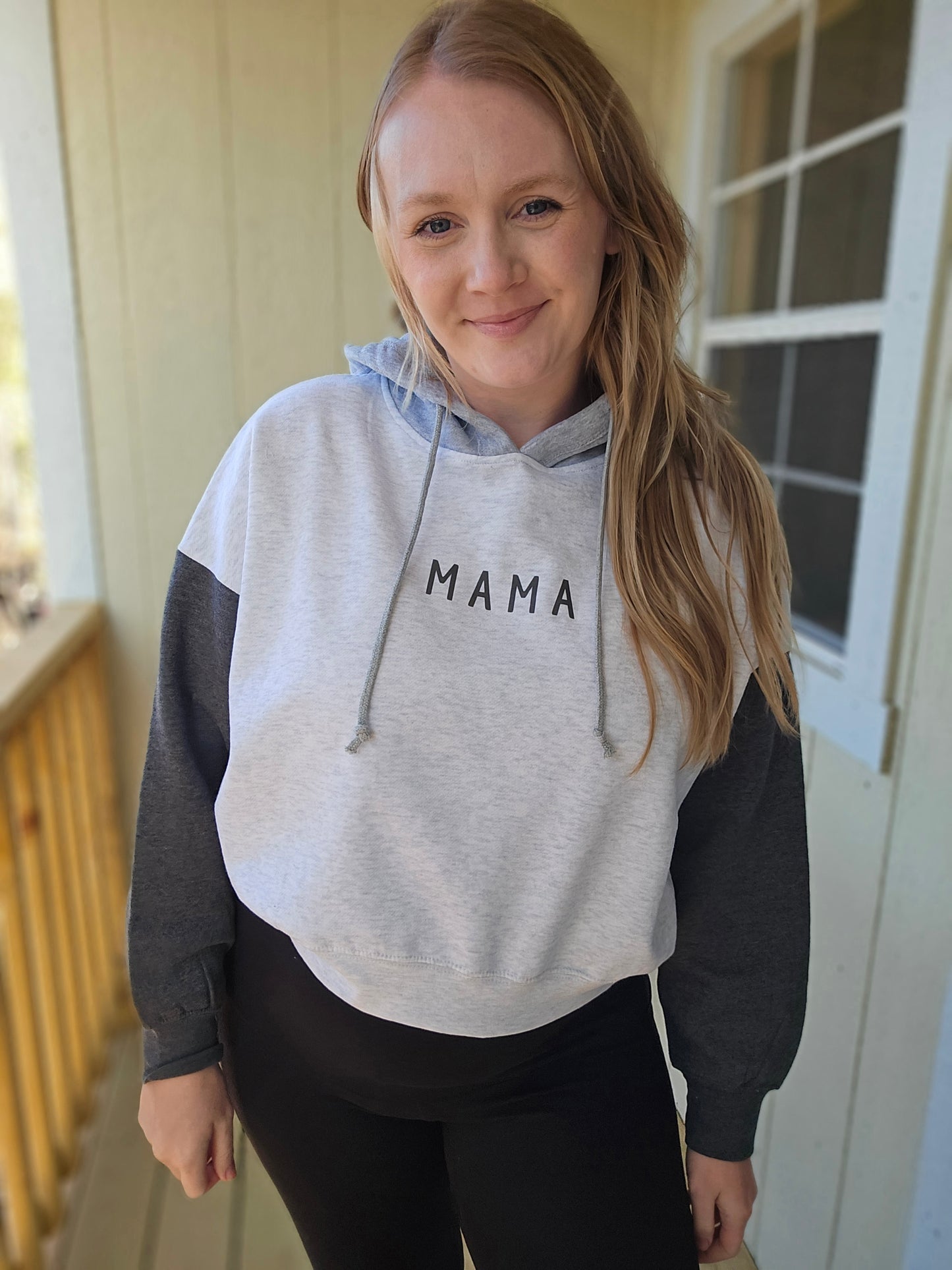 MAMA Grey ColorBlock *Cropped* Hoodie