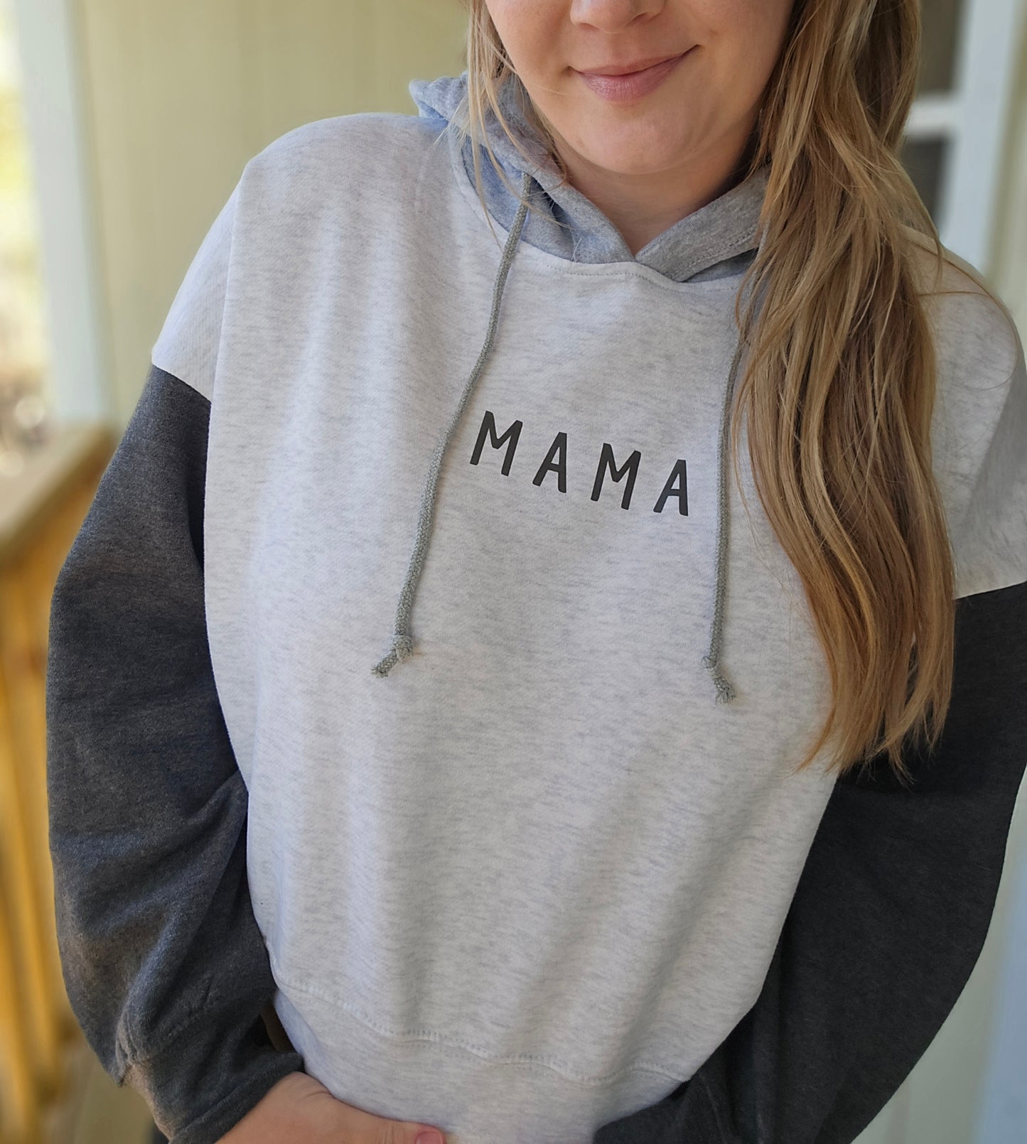 MAMA Grey ColorBlock *Cropped* Hoodie