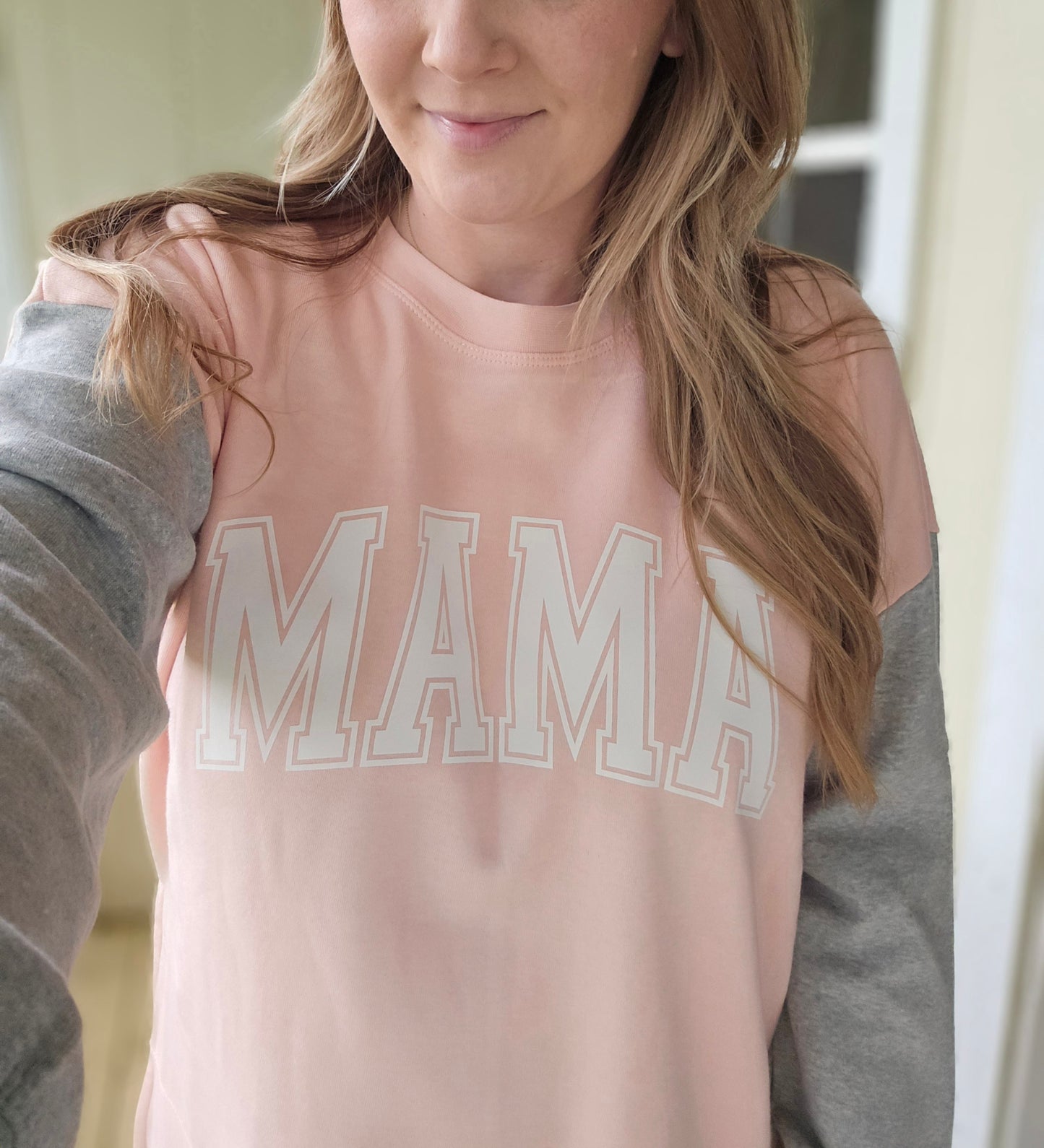 MAMA Pink ColorBlock Crewneck Sweatshirt