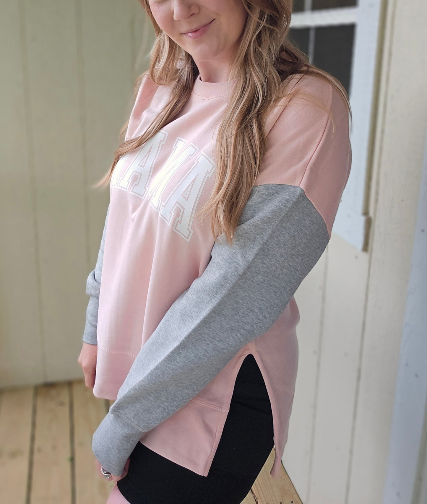 MAMA Pink ColorBlock Crewneck Sweatshirt