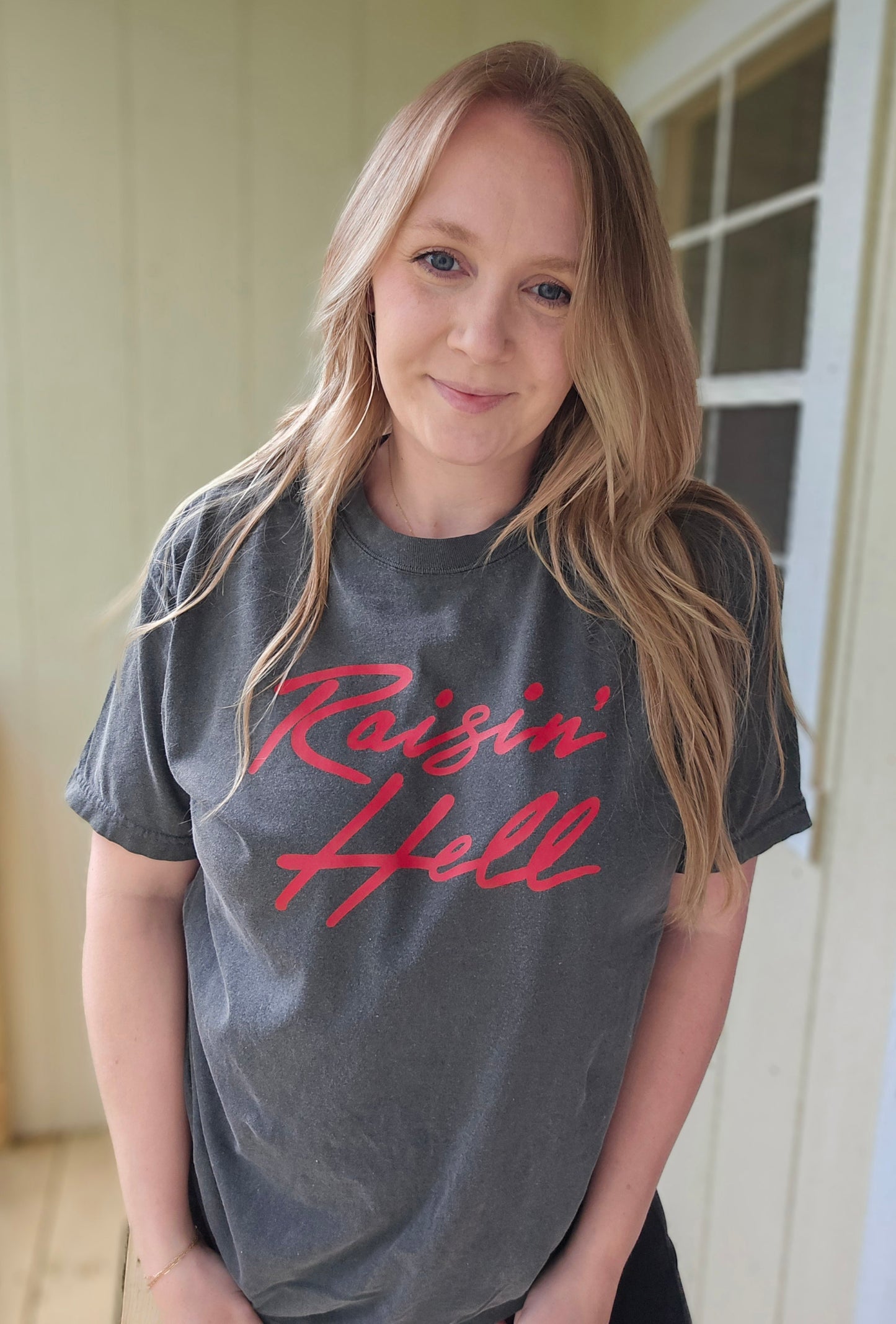 RAISIN HELL Charcoal Vintage Wash Short Sleeve Tee