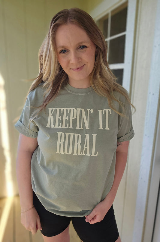 KEEPIN' IT RURAL Sand Vintage Wash Short Sleeve Tee