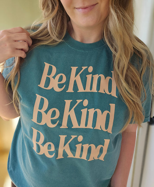 BE KIND Teal Vintage Wash Short Sleeve Tee