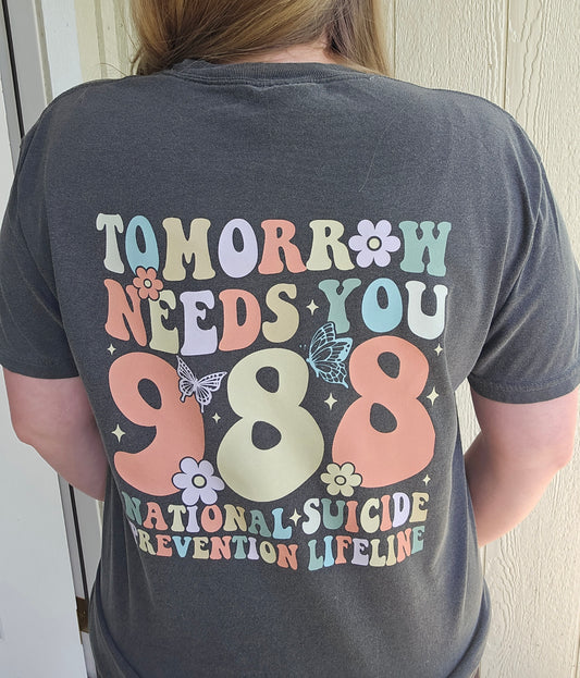 TOMORROW NEEDS YOU Charcoal Vintage Wash Short Sleeve Tee