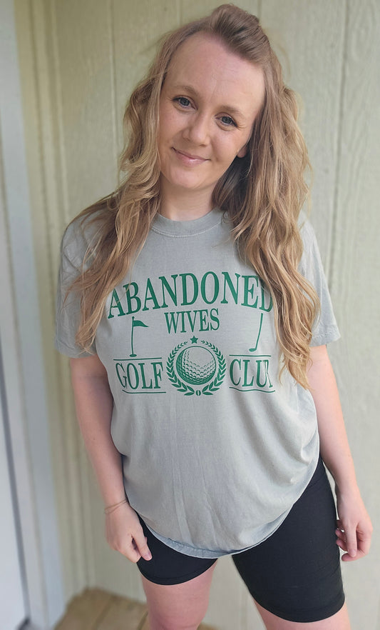 ABANDONED WIVES GOLF CLUB Sage Vintage Wash Short Sleeve Tee