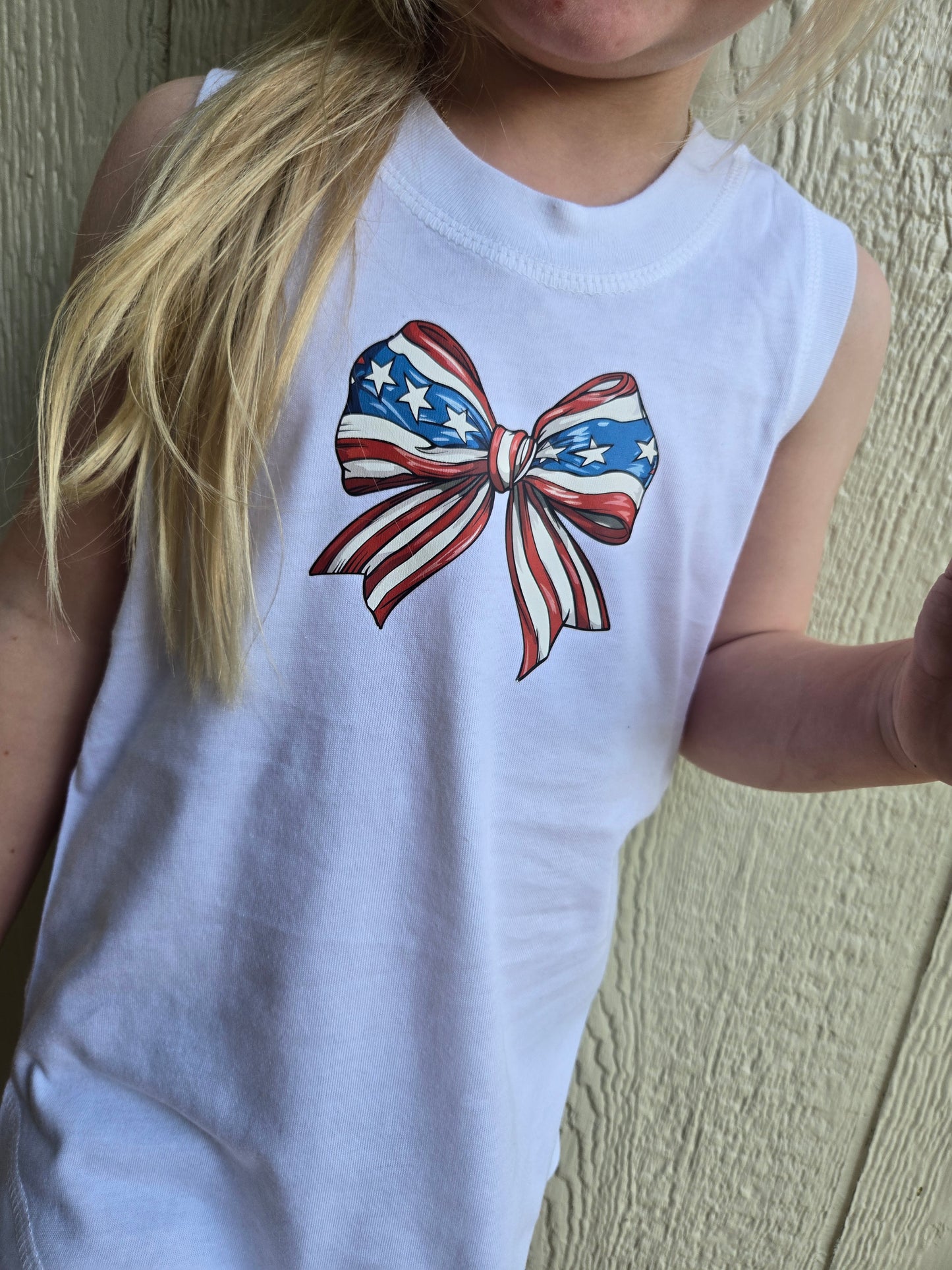 AMERICANA BOW Straight Back White Tank (YOUTH)