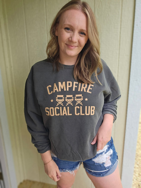 CAMPFIRE SOCIAL CLUB Charcoal Vintage Wash Crewneck Sweatshirt