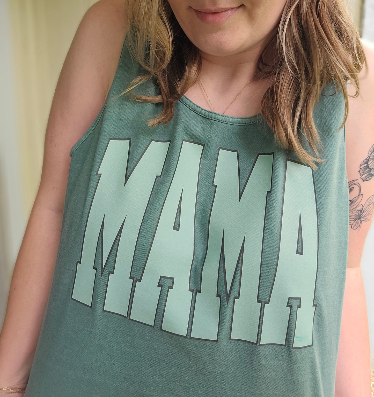 MAMA Varsity Green Vintage Wash Tank