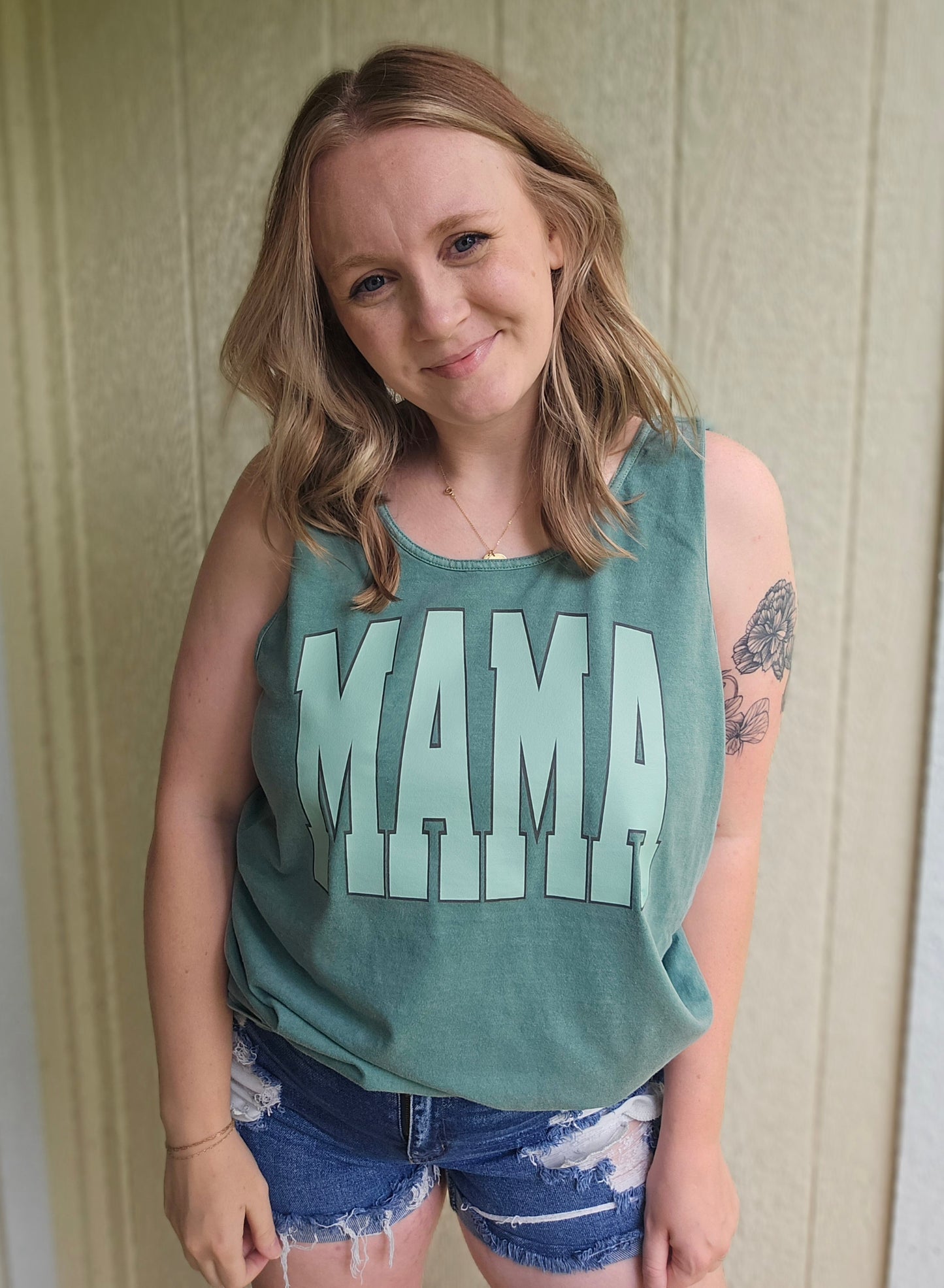 MAMA Varsity Green Vintage Wash Tank