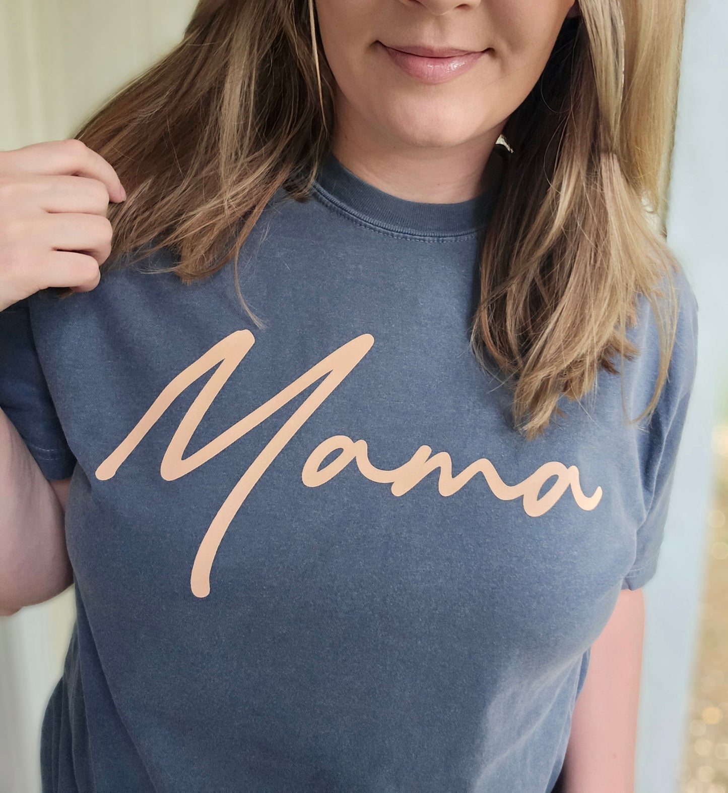 MAMA Script Navy Vintage Wash Short Sleeve Tee