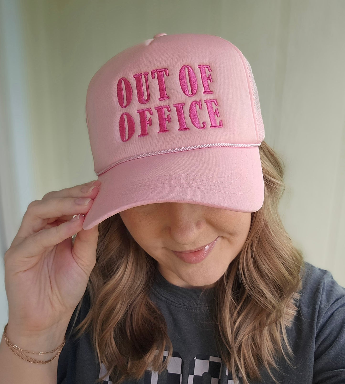 OUT OF OFFICE Light Pink Trucker Hat (Hat Only)