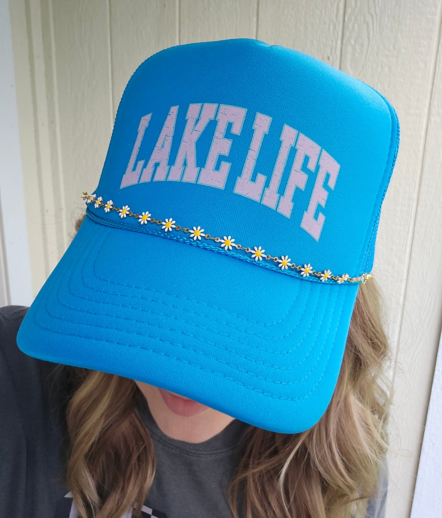 LAKE VIBES Neon Blue Trucker Hat (Hat Only)