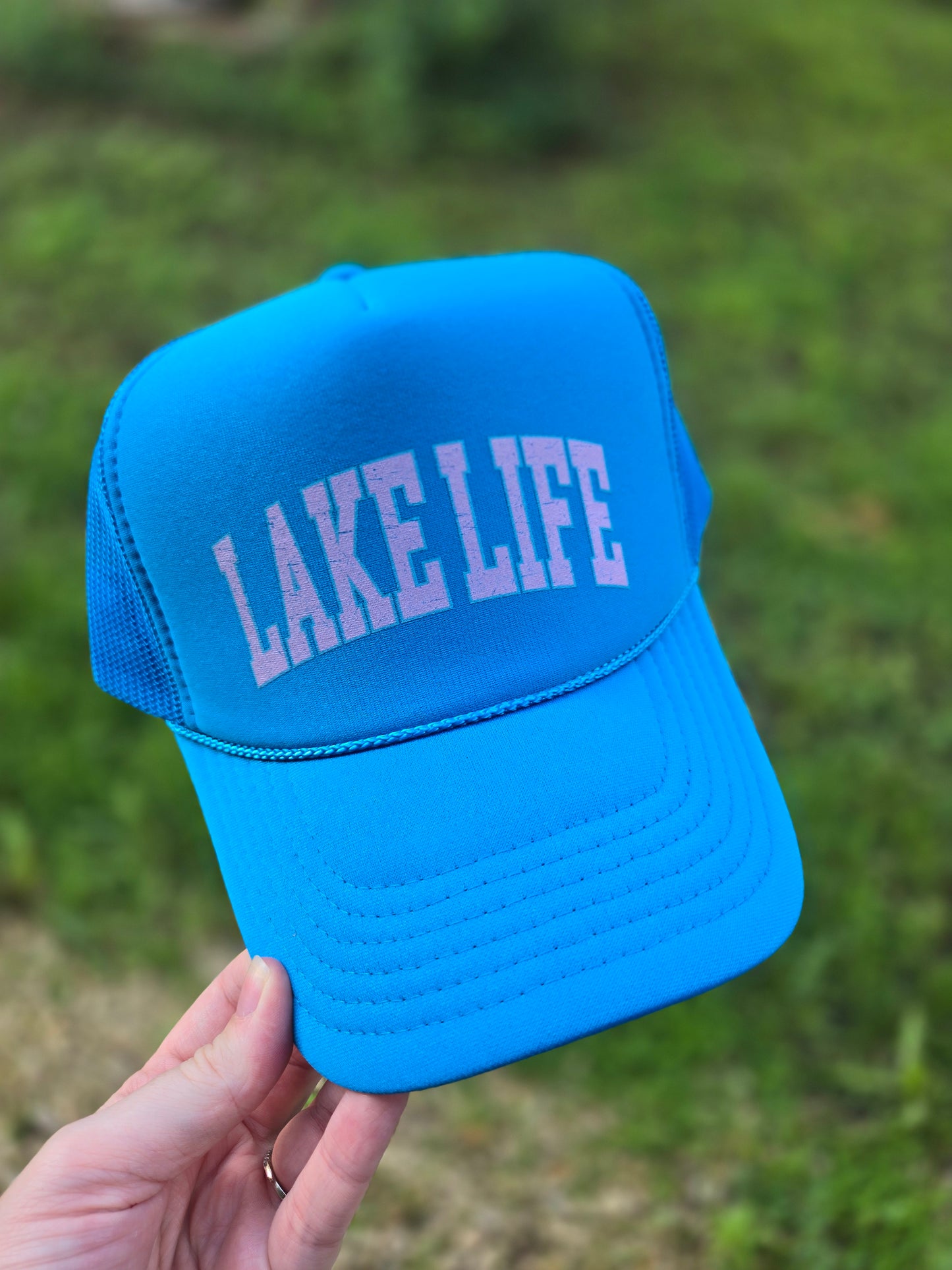 LAKE VIBES Neon Blue Trucker Hat (Hat Only)