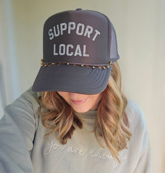 SUPPORT LOCAL Charcoal Trucker Hat (Hat Only)