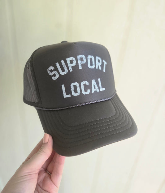 SUPPORT LOCAL Charcoal Trucker Hat (Hat Only)