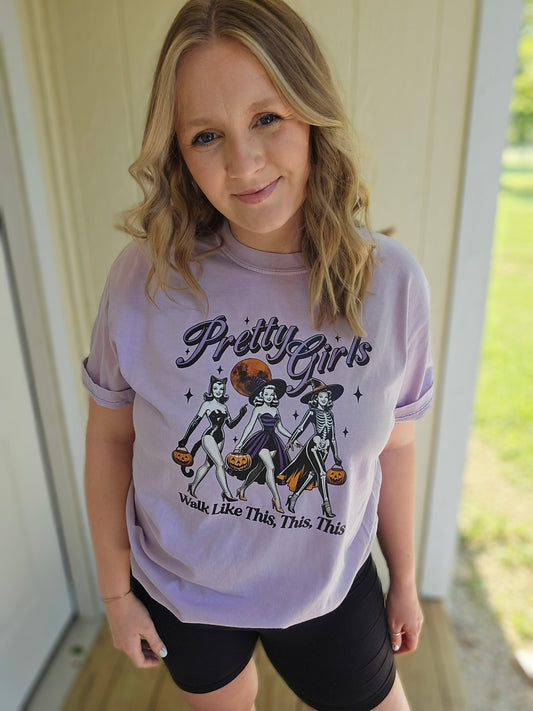 PRETTY GIRLS Lavender Vintage Wash Short Sleeve Tee