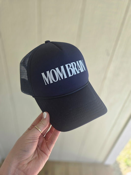 MOM BRAIN Navy Trucker Hat