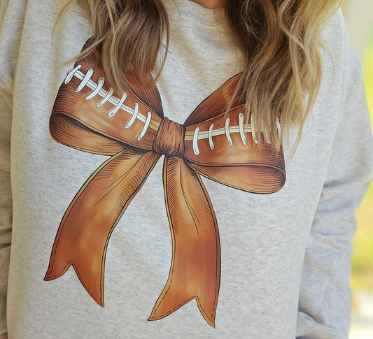 FOOTBALL BOW Heather Oatmeal Crewneck Sweatshirt