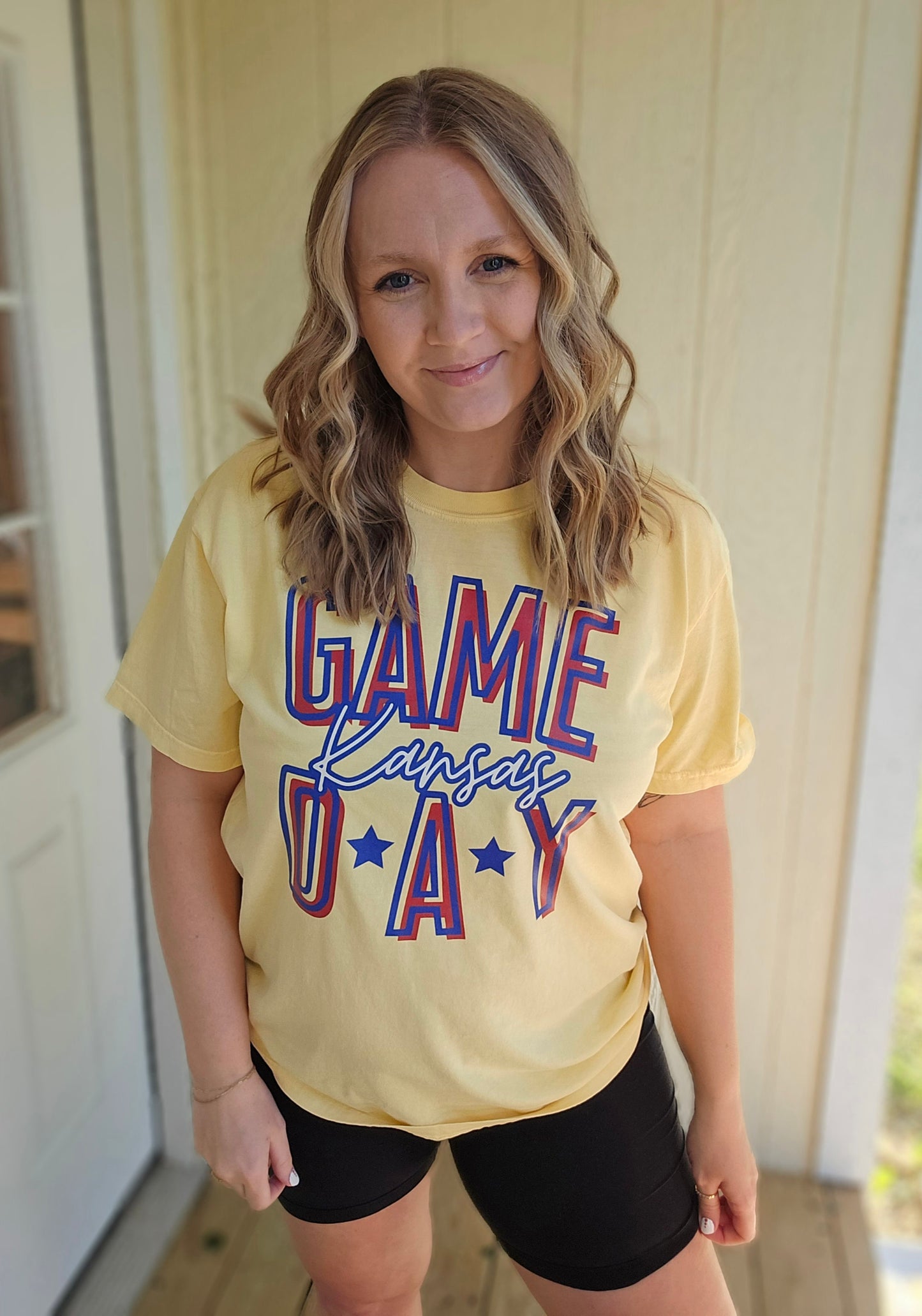 KANSAS GAME DAY Yellow Vintage Wash Short Sleeve Tee