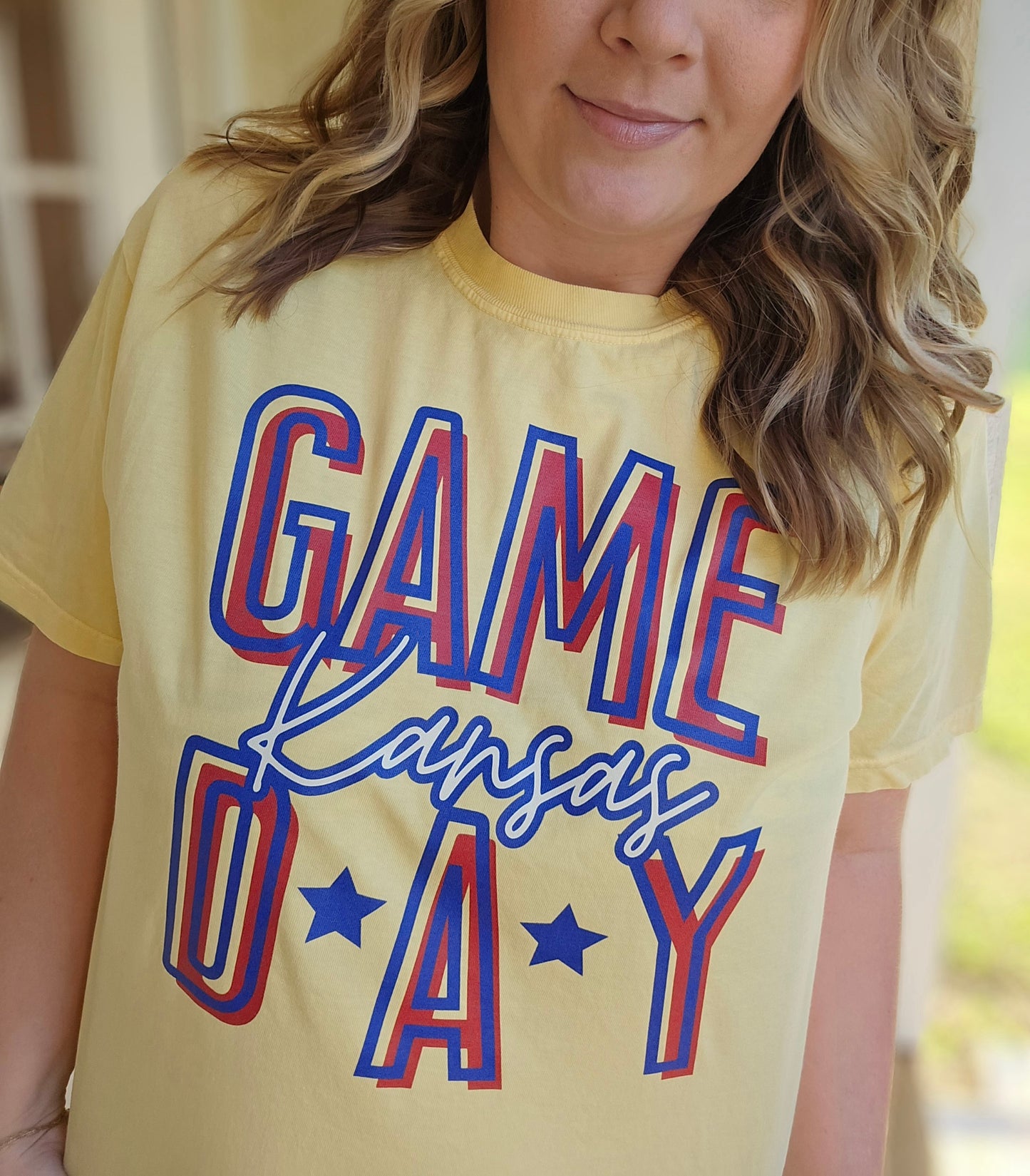 KANSAS GAME DAY Yellow Vintage Wash Short Sleeve Tee