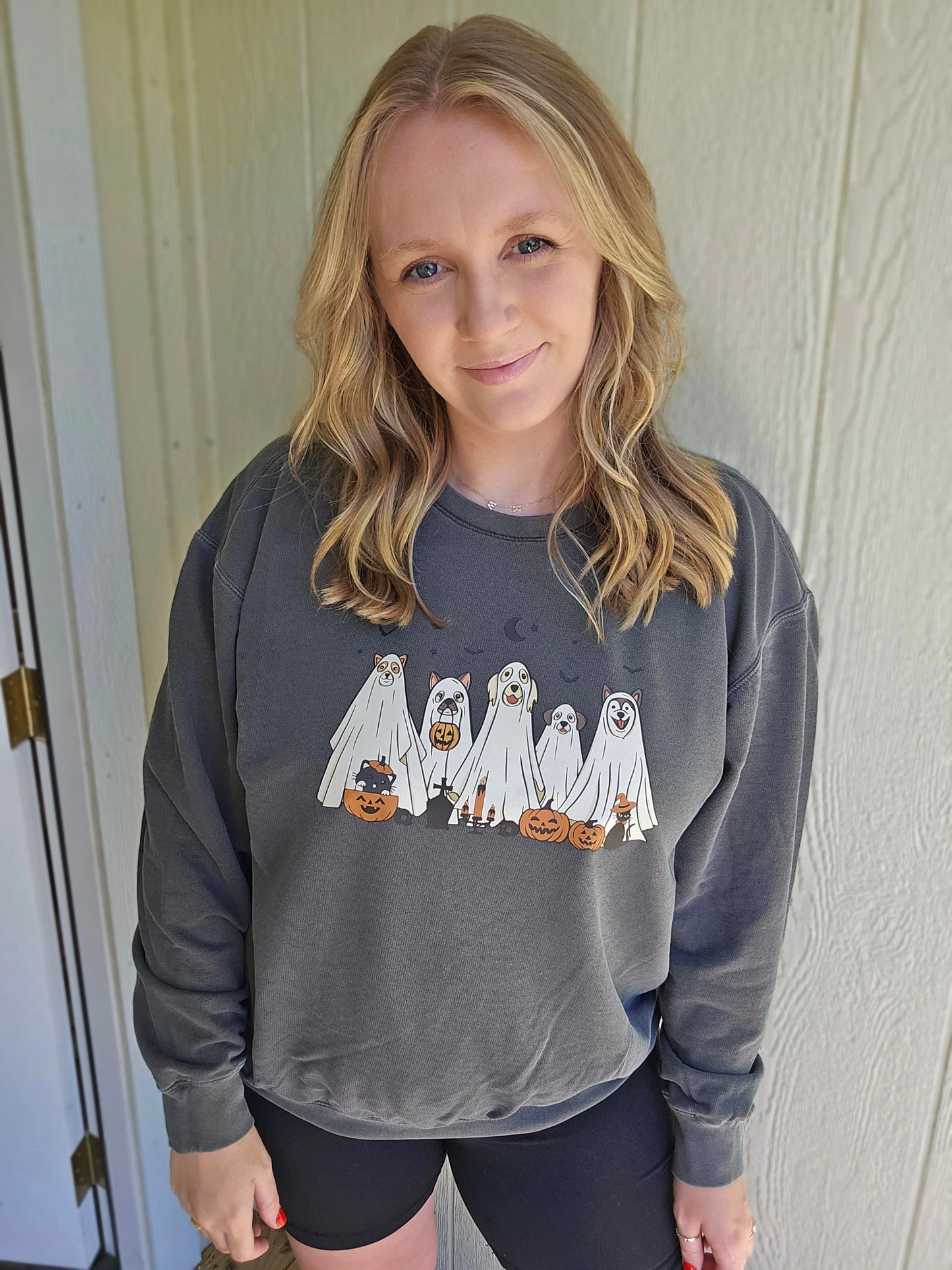 SPOOKY DOGS Charcoal Vintage Wash Crewneck