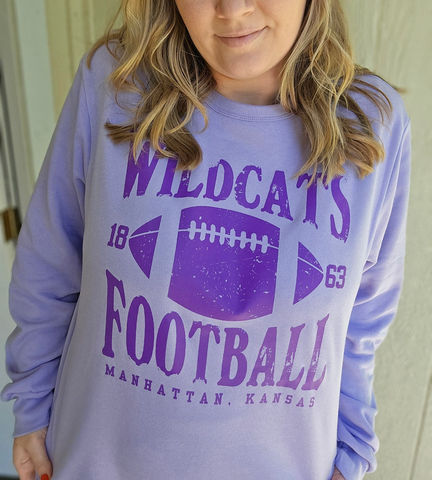 WILDCATS FOOTBALL 1863 Dark Lavender Crewneck Sweatshirt