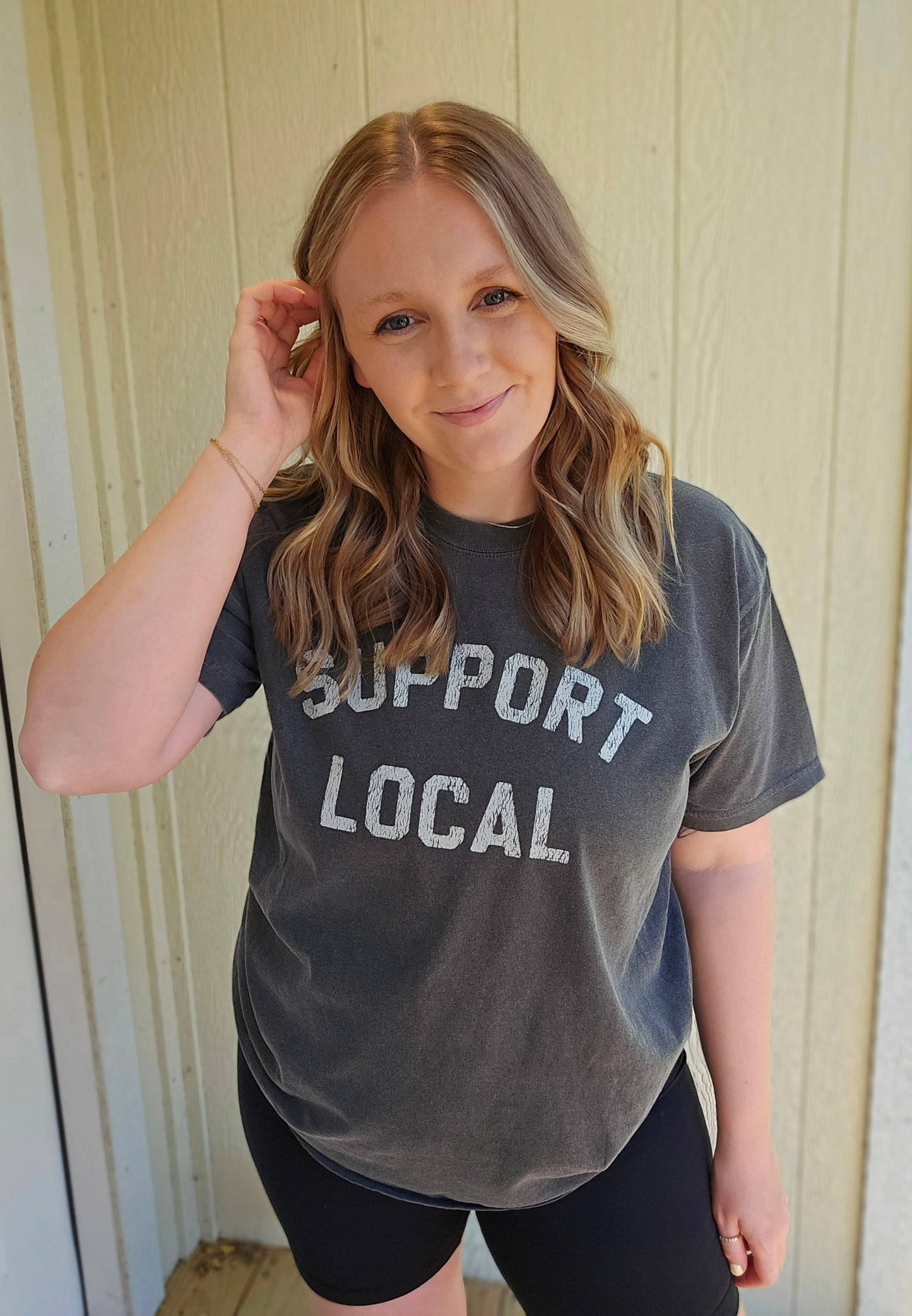 SUPPORT LOCAL Charcoal Vintage Wash Short Sleeve Tee