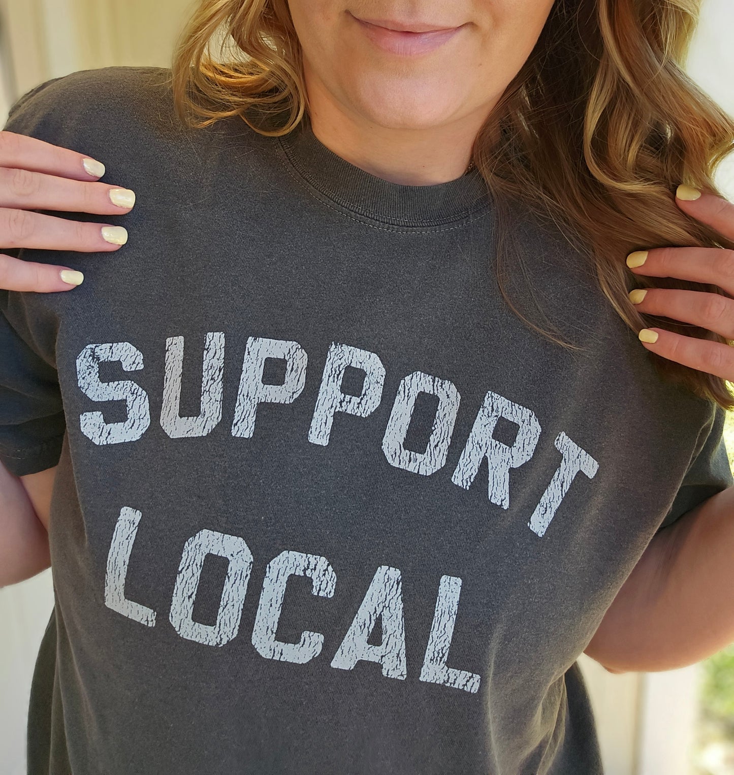 SUPPORT LOCAL Charcoal Vintage Wash Short Sleeve Tee