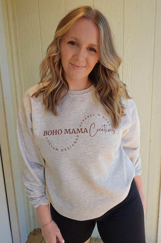 CUSTOM APPAREL & MORE Heather Oatmeal Crewneck Sweatshirt - BMC