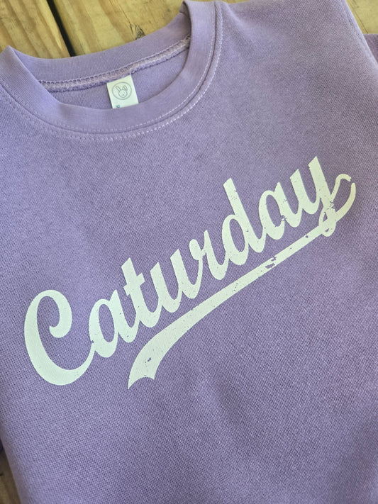 CAT-URDAY Dark Lavender Crewneck Sweatshirt (TODDLER)