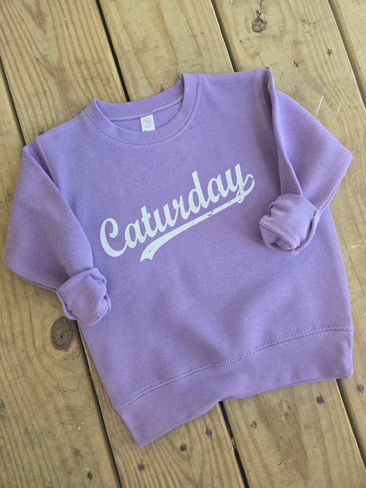 CAT-URDAY Dark Lavender Crewneck Sweatshirt (TODDLER)