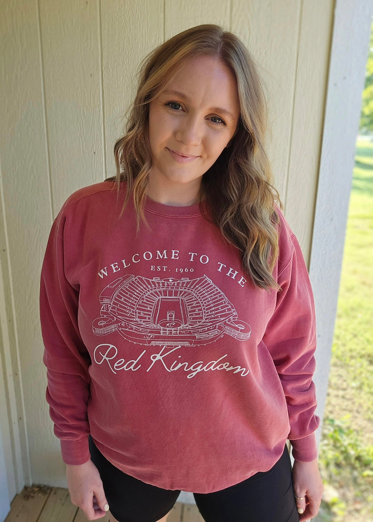 RED KINGDOM Stadium Red Vintage Wash Crewneck Sweatshirt