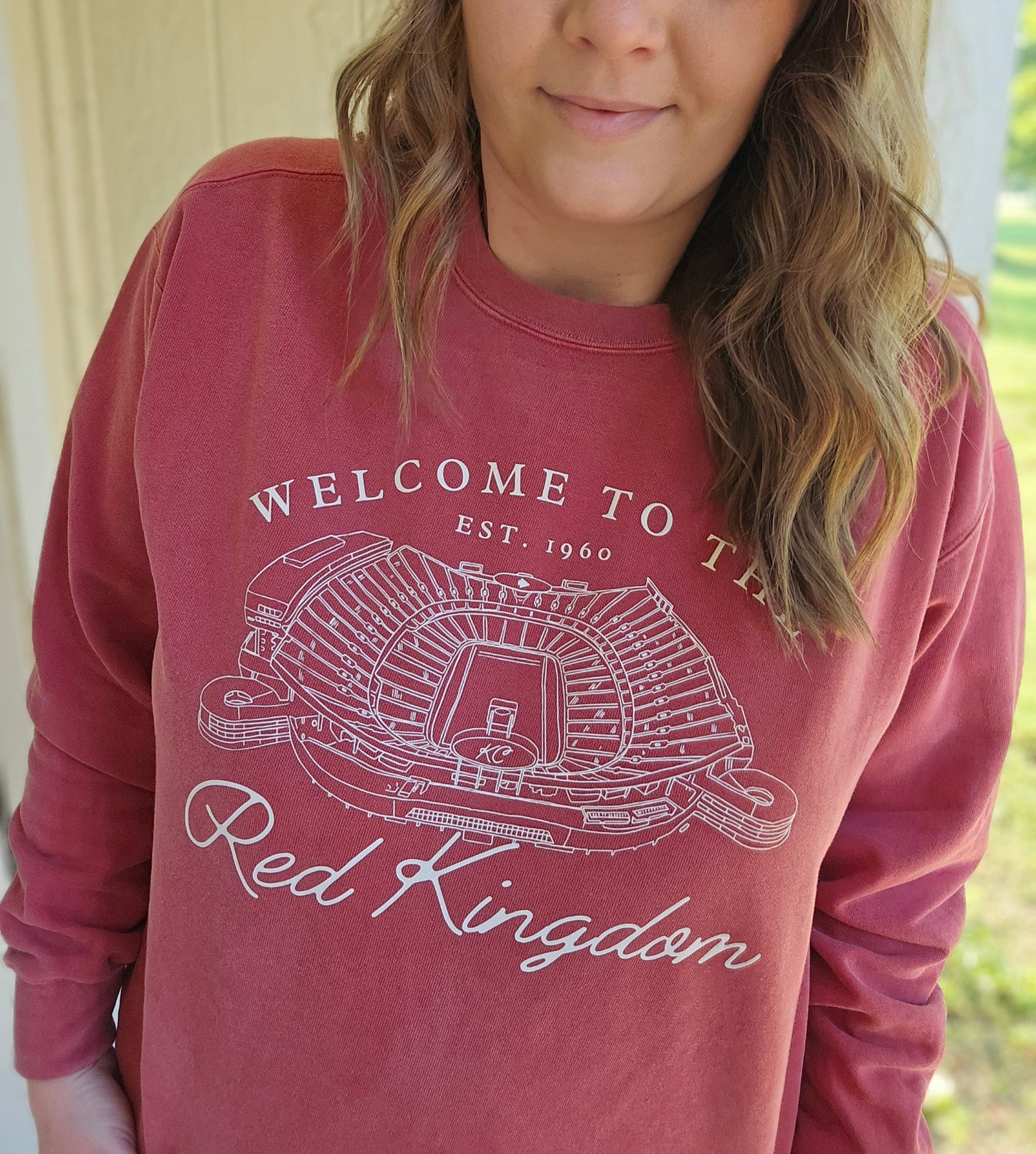 RED KINGDOM Stadium Red Vintage Wash Crewneck Sweatshirt