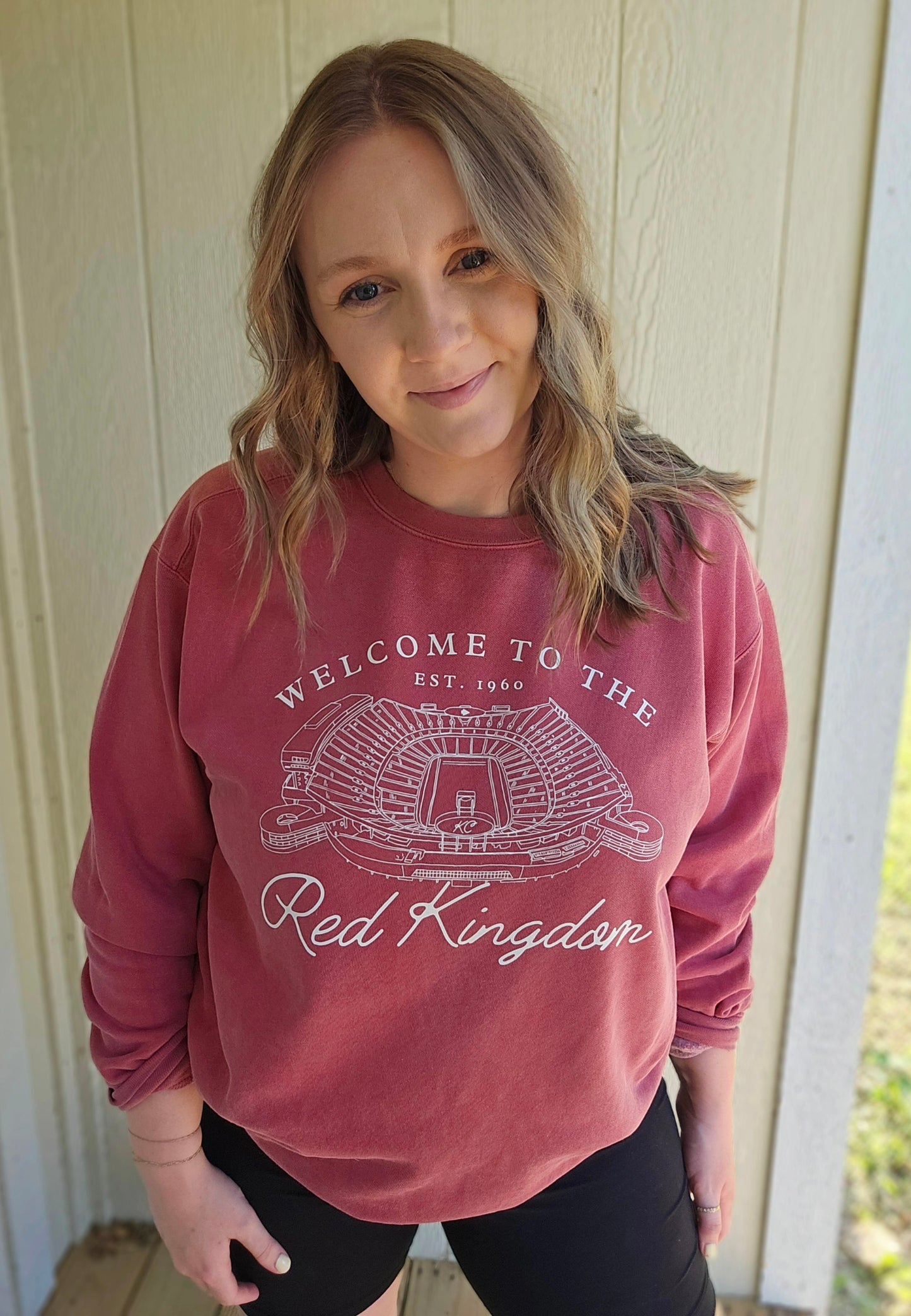 RED KINGDOM Stadium Red Vintage Wash Crewneck Sweatshirt