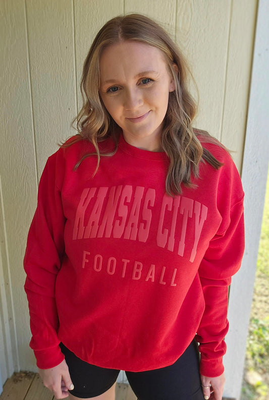 KANSAS CITY FOOTBALL Red *PUFF* Crewneck Sweatshirt