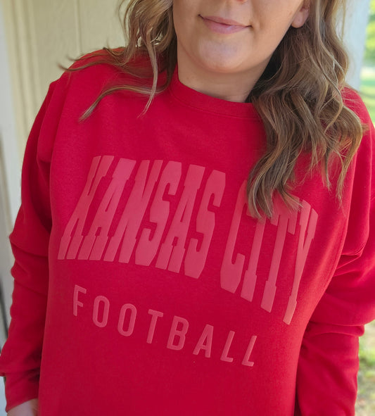 KANSAS CITY FOOTBALL Red *PUFF* Crewneck Sweatshirt