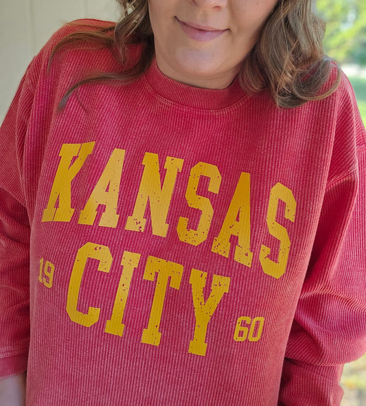 KANSAS CITY Arch 1960 Red Corded Crewneck Sweatshirt