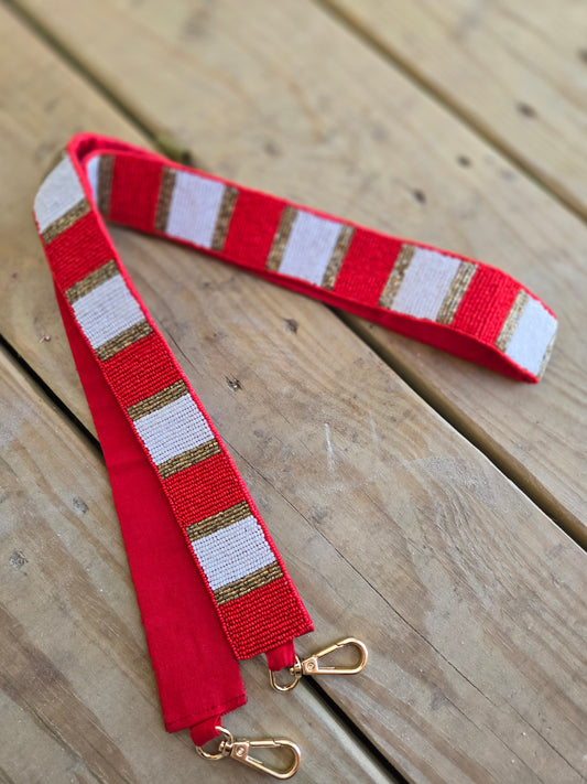 KC GOLD & RED Beaded Stadium Bag Strap (Strap Only)