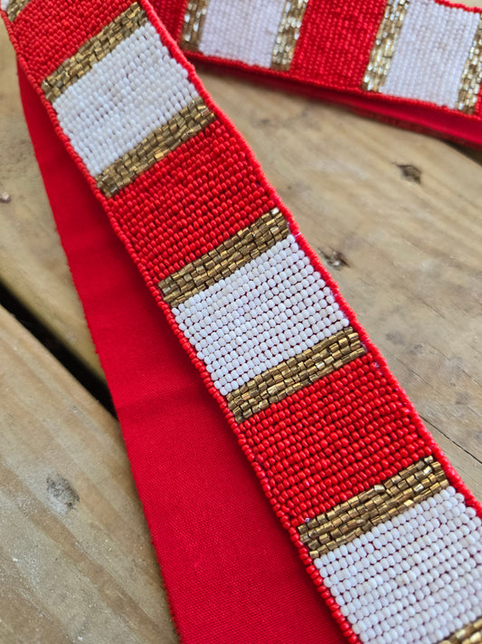 KC GOLD & RED Beaded Stadium Bag Strap (Strap Only)