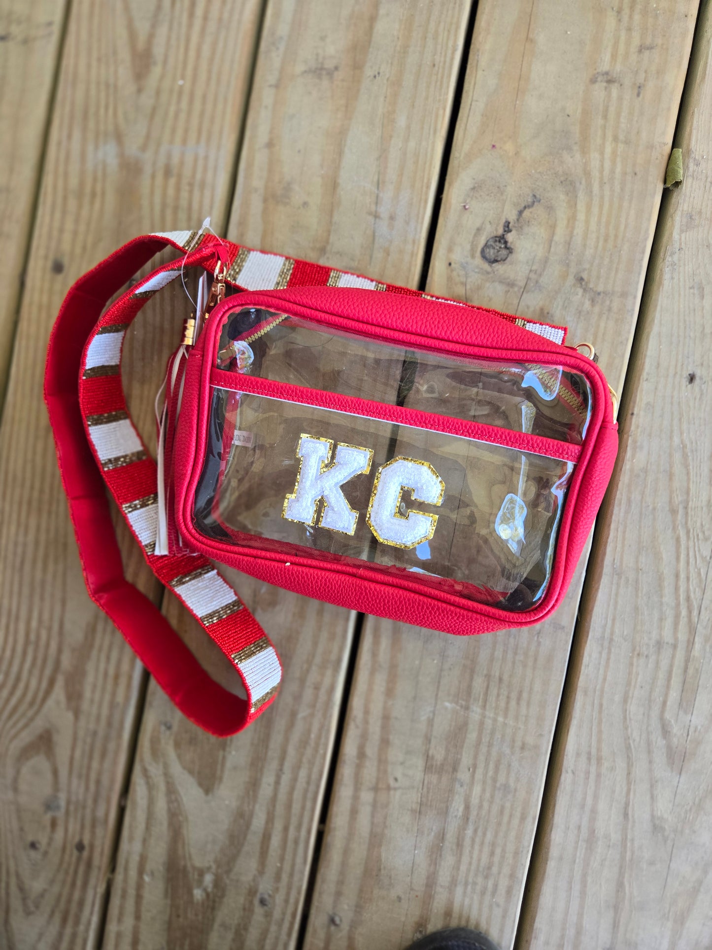 KC GOLD & RED Beaded Stadium Bag Strap (Strap Only)