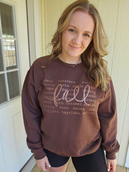 FALL Script Chocolate Crewneck Sweatshirt