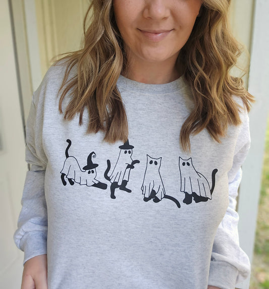 GHOST CATS Ash Grey Crewneck Sweatshirt