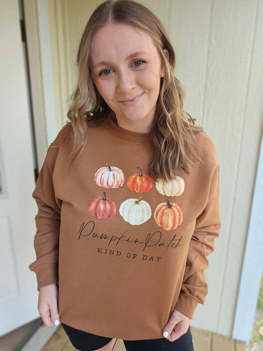 PUMPKIN PATCH KINDA DAY Rust Crewneck Sweatshirt