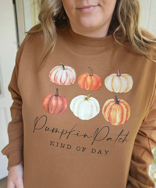 PUMPKIN PATCH KINDA DAY Rust Crewneck Sweatshirt