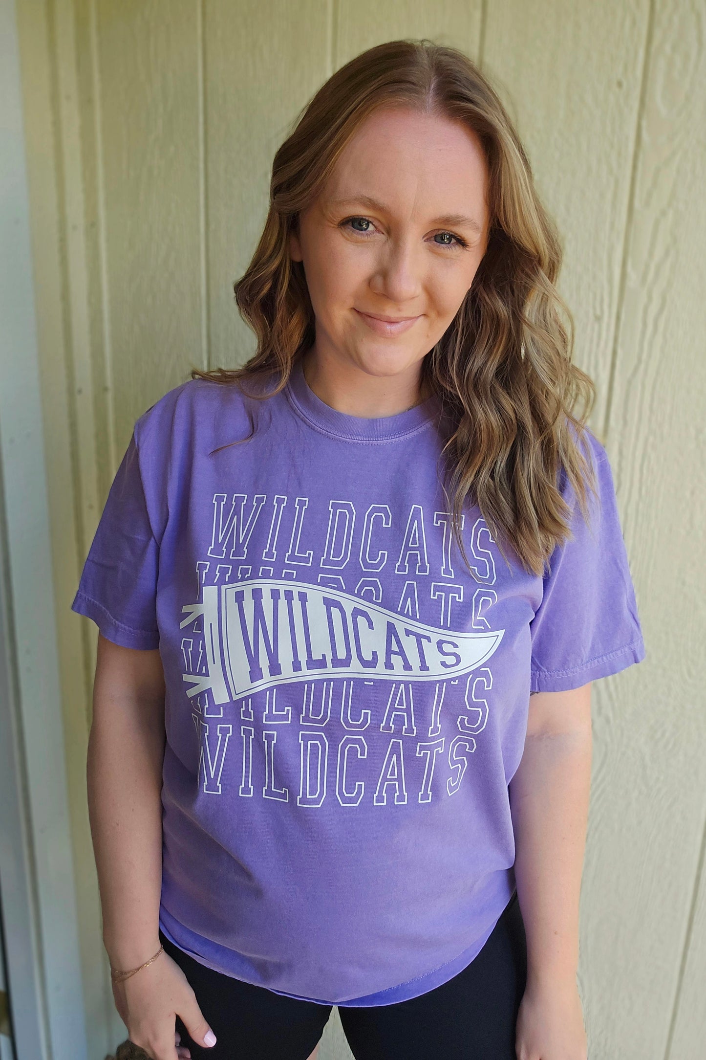 WILDCATS PENNANT Purple Vintage Wash Short Sleeve Tee