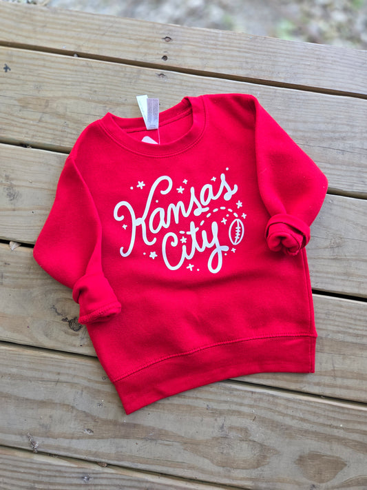 KANSAS CITY Script Red Crewneck Sweatshirt (TODDLER/YOUTH)